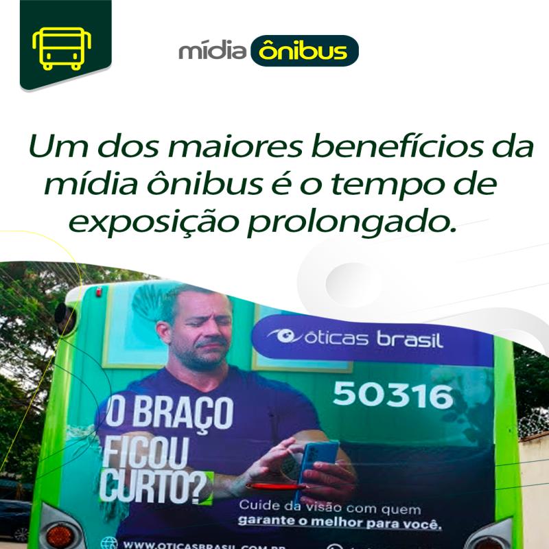 Um dos maiores benefícios da mídia ônibus é o tempo de exposição prolongado.